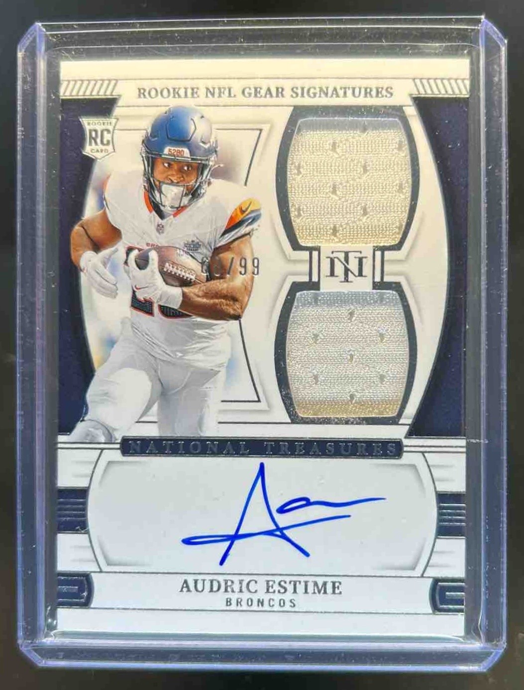 2024 National Treasures Audric Estime Rookie NFL Gear Combos RC Auto #/99