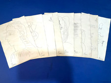 PICASSO lot of 9 collection drawing on old paper signed stamped