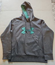 Women's Under Armour Hoodie - Grey/Teal - ColdGear Storm Loose Fit - Large