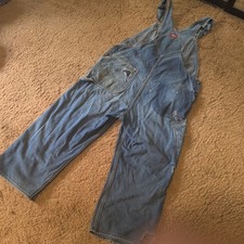 Vintage 1980s Dickies Overalls Denim Distressed Patched Ripped jeans 38 by 32