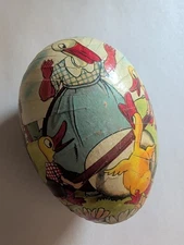 Vintage German Easter Egg Candy Container Duck Family Graphic Paper Cardboard 