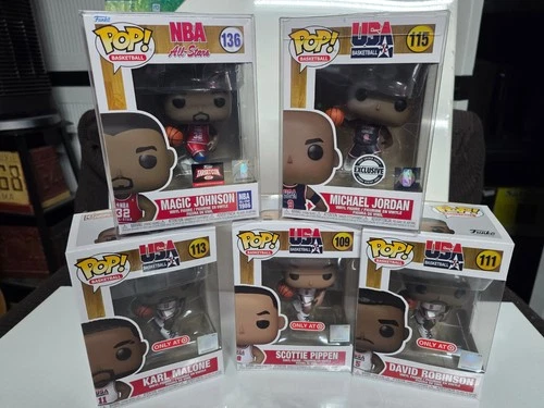 Lot of NBA Funko Pop vinyl figures: Jordan, Pippen, Malone, Robinson, Johnson