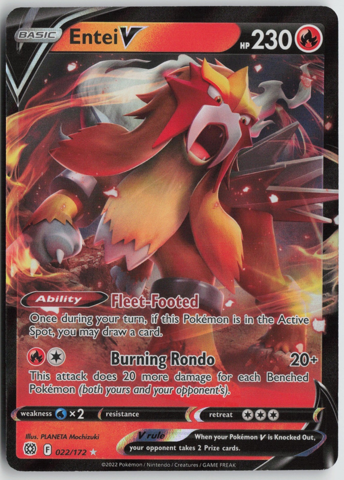 Entei V Ultra Rare Holo SWSH09: Brilliant Stars 022/172 NM