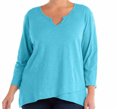 Fresh Produce 3x blue fin stretch cotton crossover hem Jordan top $59 nwt new 3x