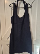 GUESS Bodycon Dress Size 14 Navy Blue Cocktail Party Halter Zip Back