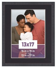 13x17 Frame Mahogany With Black Picture Mat For 13x17 Photo - Mahogany 15x19 Fra