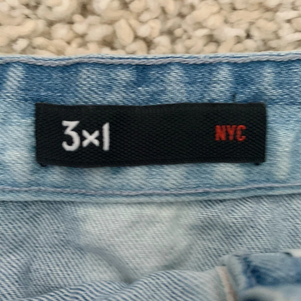 3x1 NYC Mini Skirt Womens Sz XS Denim Tie Dye Stripe Button Front 100% Cotton — 第 2/4 张图片