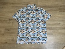 Chaps Everyday Performance Polo Shirt Mens Sz M Hawaiian Print Blue Floral
