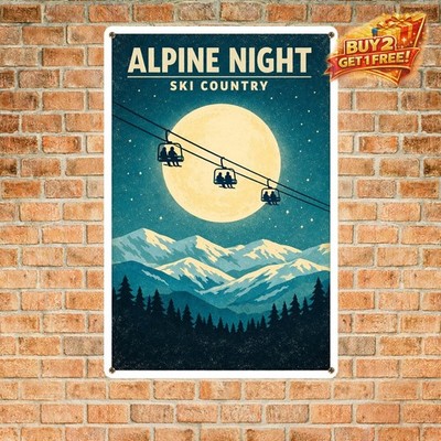 Ski Lift Colorado Retro Metal Sign Winter Lodge Wall Art