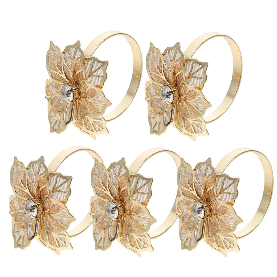  5 Pcs Anello Portatovagliolo Anelli Di Tovaglioli Metallo Delicati - Immagine 2 di 4