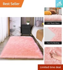 3' x 5' Pink Fluffy Faux Fur Rug - Stylish Luxury for Dining and Living Spaces