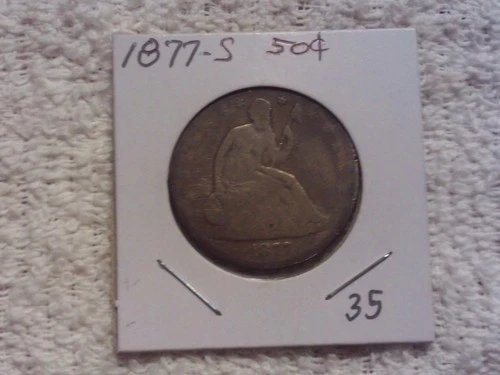 1877- S Seated Liberty Silver Half Dollar Good Details