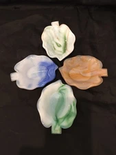 Vintage Akro Agate Slag Glass Leaf Ashtrays
