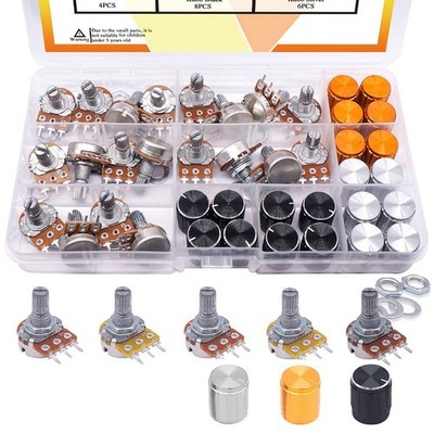 60pcs/set Potentiometer Linear Rotary Audio B Type 5K-100K Variable Resistor