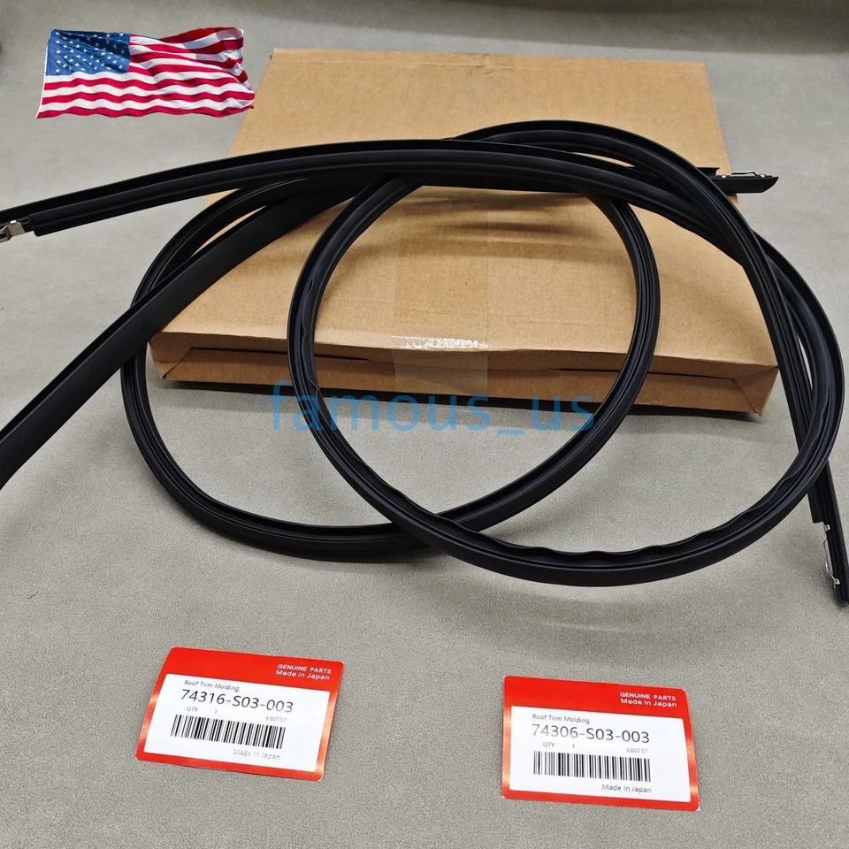 OEM !Left & Right Roof Drip Molding Weatherstrip Fits For 1996-2000 Honda Civic - Изображение 2 из 4