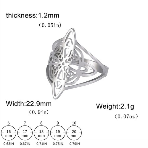 Hexenknoten Edelstahlring Damen Wicca Kreuz Kelten Knotenring Schmuck - Bild 6 von 9