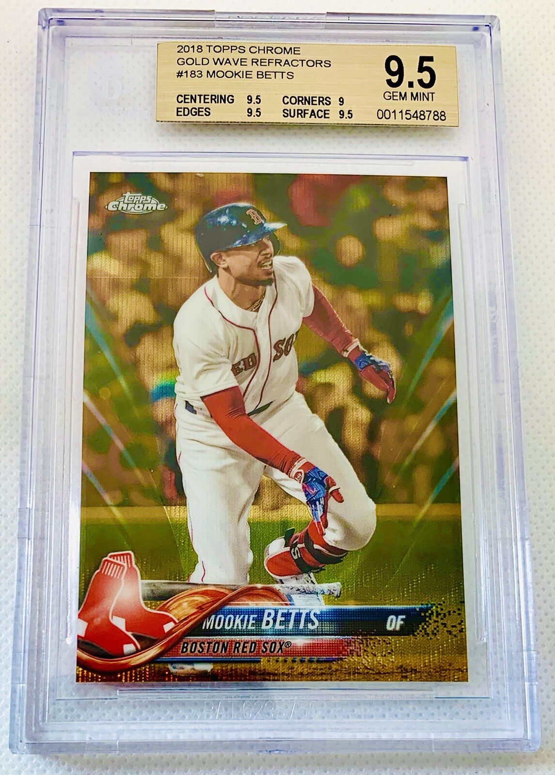 2018 Topps Mookie Betts #183 Gold Refractor SP #39/50 Subs BGS 9.5 Gem-Mint 💎