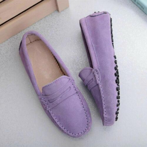 Womens Slip Loafers Moccasins Leather Pumps on Suede Ladies Shoes Flats Loafers - Picture 1 of 37