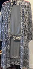 Pakistani Suit/Gown, Medium, Brand New, Net, Blue  Grey, 3-piece, Desi/Wedding.