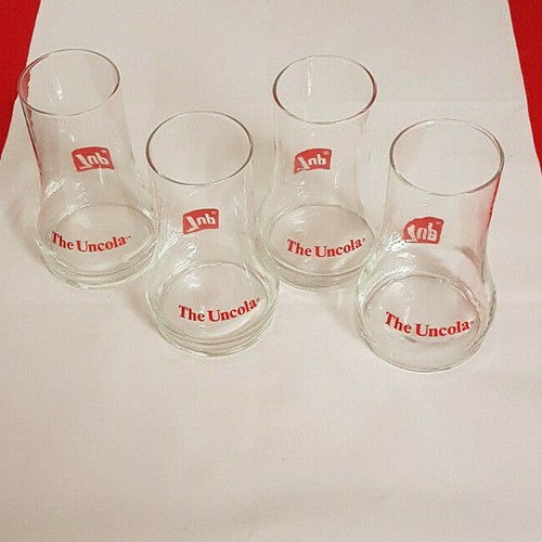 Vintage 7-Up The Uncola Glasses. Set of 4 Upside Down "Cola" Glasses MINT - Picture 3 of 5