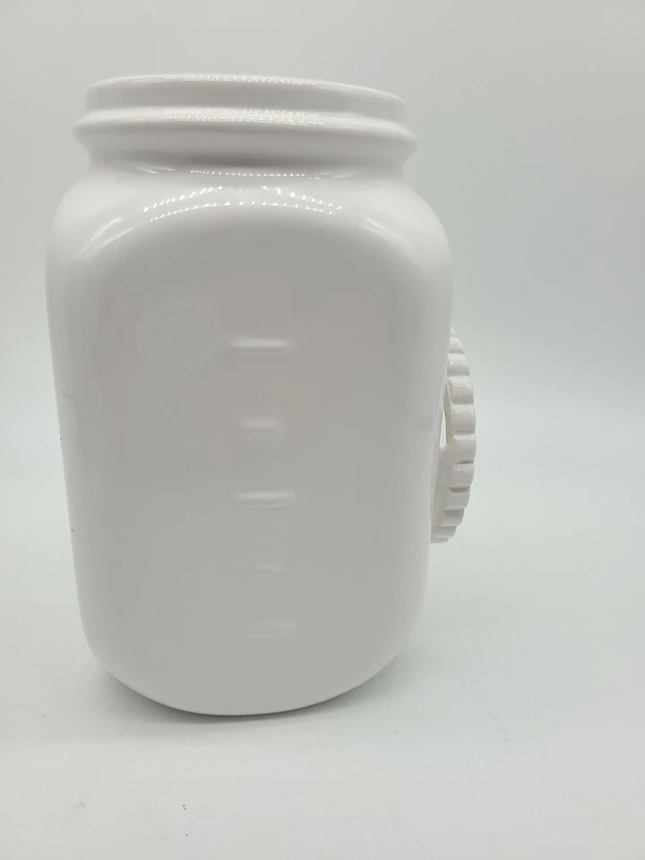 Florero y marco de cerámica blanca Bath And Body Works diseño de tarro de albañil Foto 4 de 4