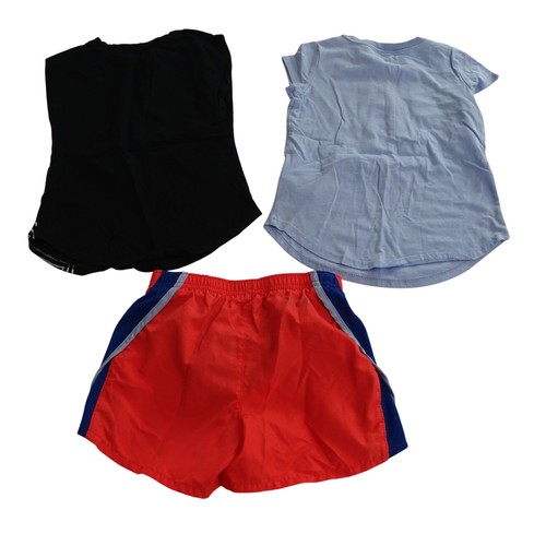 Lot of 3 Nike Athletic T-Shirts and Shorts Black Blue Red Girls Size S 4-5 Years - Picture 2 of 8