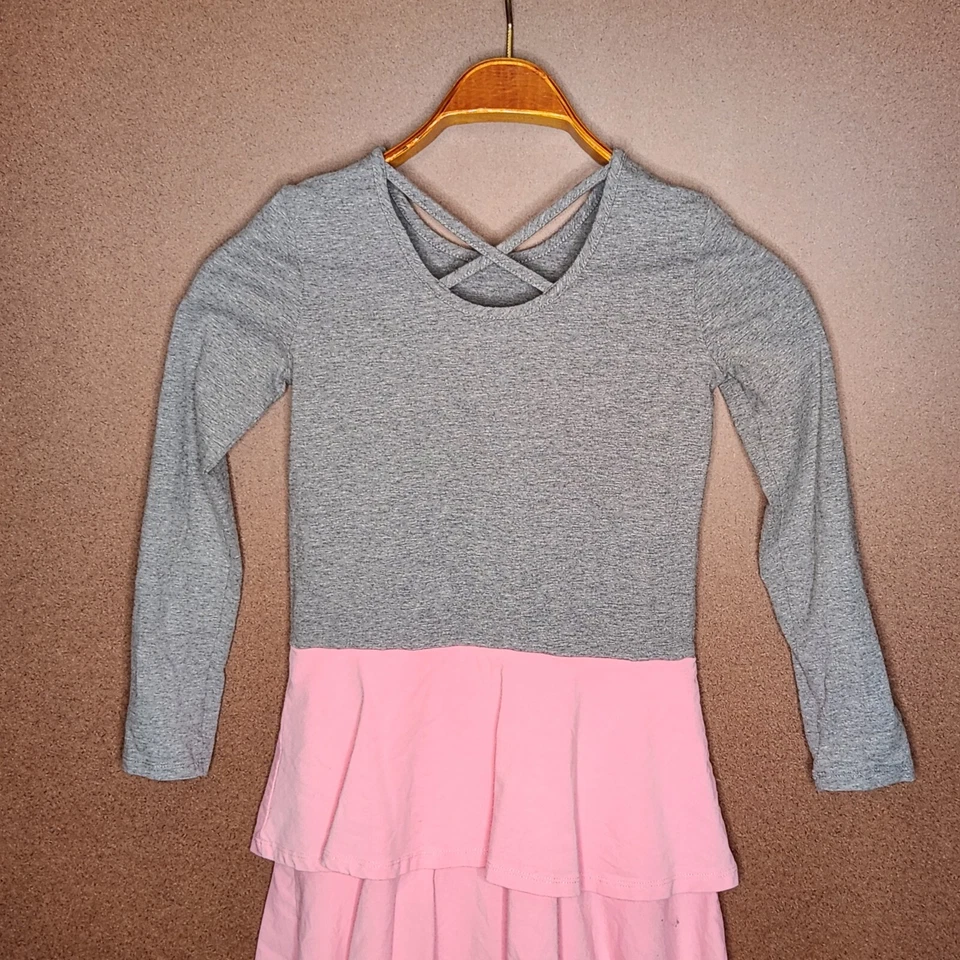 Hanna Andersson девочек платье розовый и серый повседневный длинным рукавом хлопковая смесь размер 6 - Изображение 4 из 4