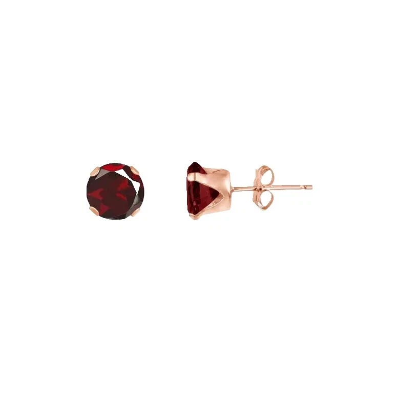 Rose Gold Ruby Stud Fashion Earrings