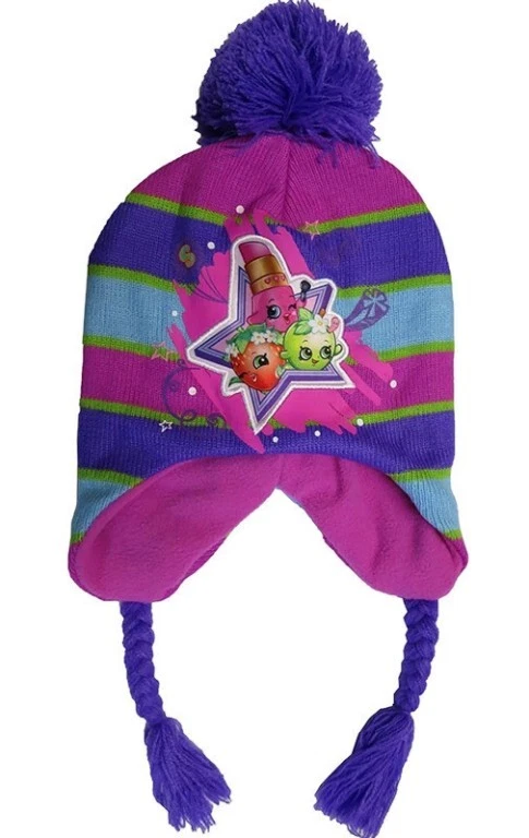 Shopkins Niñas Talla Única Púrpura y Rosa Rayas Escandinavo Sombrero y Guantes Regalo Foto 3 de 4