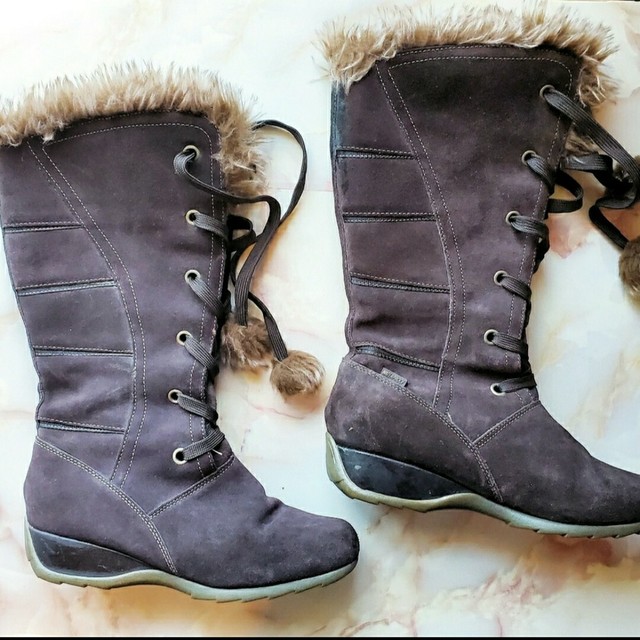 Sporto Kristen Faux Fur Brown Leather Boots Size 9 | eBay
