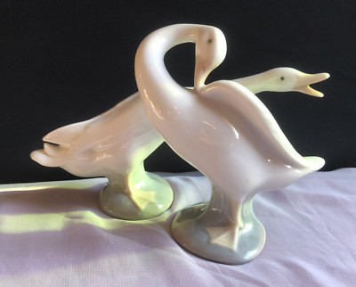 Lladro Langhals Gänse Ruf Preening Federn - 2 Gänse