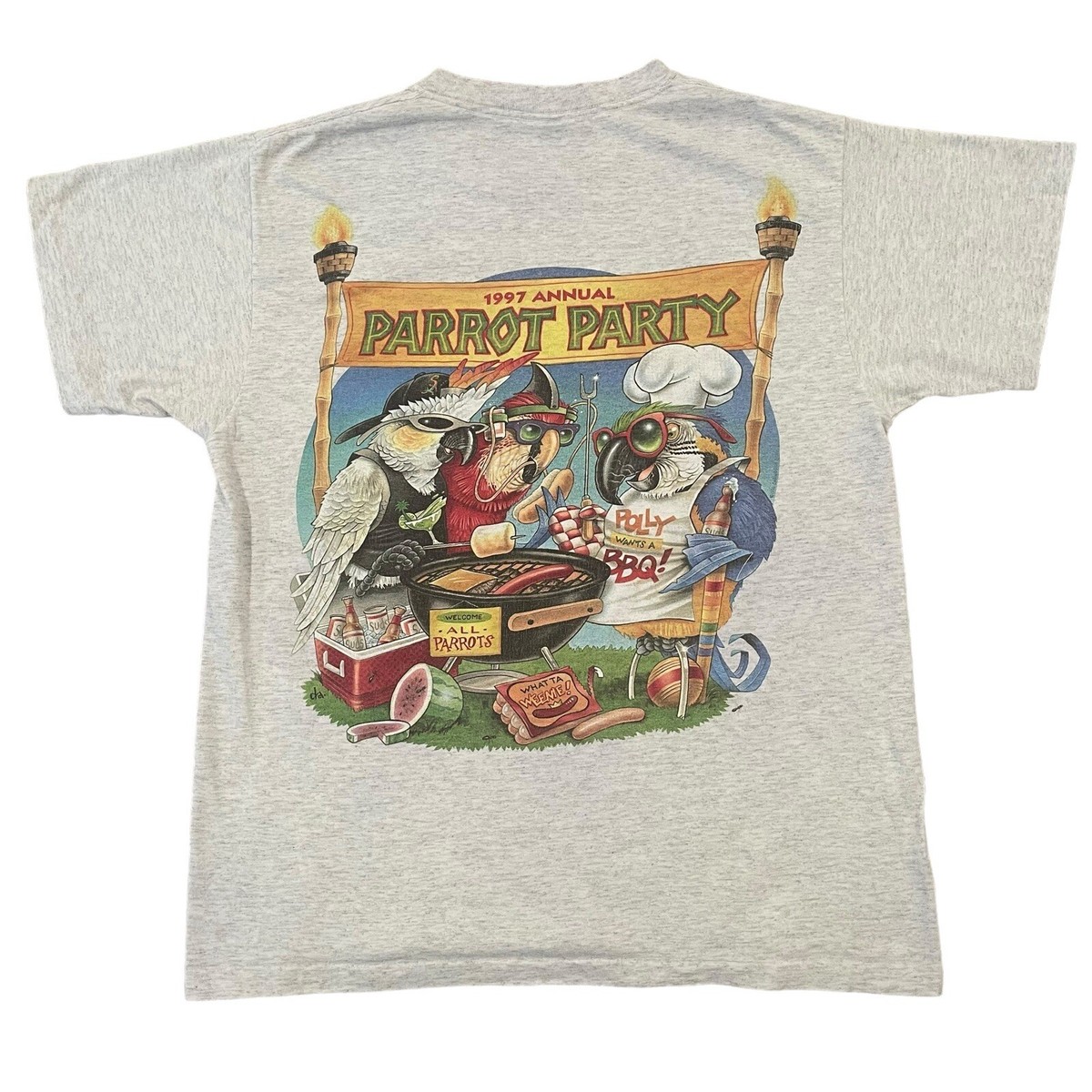 Caribbean Soul Vintage 90s Men's T-Shirt Parrot Party Made In USA Caribbean Soul Vintage 90s Men's T-Shirt Parrot Party Made In USA