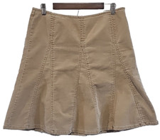 Gap Stretch Skirt Size 8 Knee Length Tan Corduroy A-Line Side Zip Academia Y2K