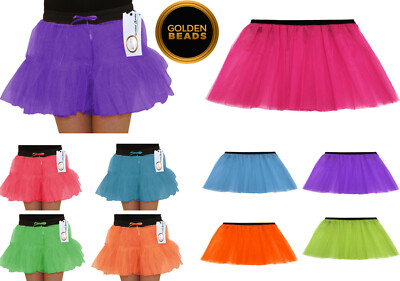 HOCHWERTIGER NEON UV TUTU RÖCKE 80er KOSTÜM JUNGGESELLINNENABSCHIED KOSTÜM ZWEILAGIG