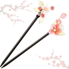 2 Pieces Chinese Wooden Hair Sticks Retro Wooden Hairpins Japanese Classic Ha...