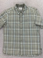 Hurley Cotton Blend Plaid Short Sleeve Button Down Shirt Men's Large Gray