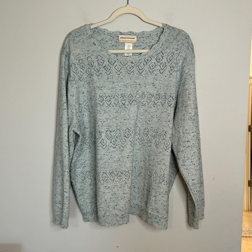 Alfred Dunner Pullover mit Rundhalsausschnitt Damen Übergröße 2X schimmernd blau Cutout-Details