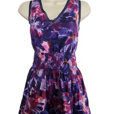 Simply Vera Wang Womens Dress XS Purple Floral Sleeveless Fit Flare