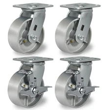 5"X 2" Heavy Duty Casters Semi Steel Cast Iron Wheels Capacity up to 1000-4000LB