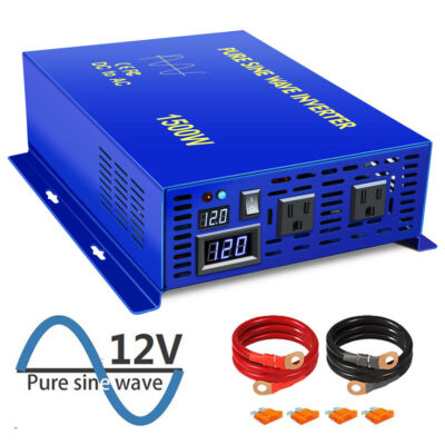 1500 watt Pure Sine Wave Power Inverter 12 volt dc to 110v 120v ac Off Grid Car