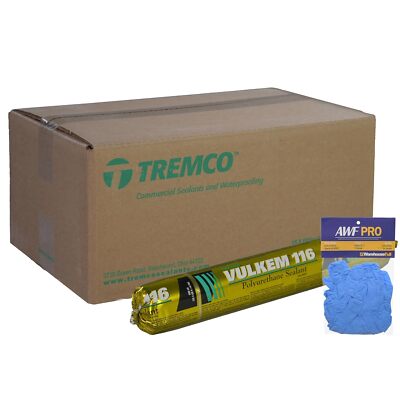 Tremco Vulkem 116, 20 oz Sausage, Gray, Case of 15 with AWF PRO Gloves