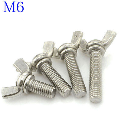 M6 x 10mm-55mm A2 304 Stainless Steel Wing Screws Butterfly Thumb Bolts DIN316