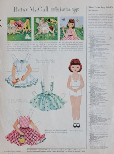 Betsy McCall Rolls Easter Eggs Vintage 1954 Paper Dolls - Afbeelding 1 van 1