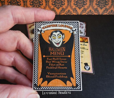  DOLLHOUSE MINIATURE ~ HALLOWEEN ~ VAMPIRE LOUNGE MENU BOARD