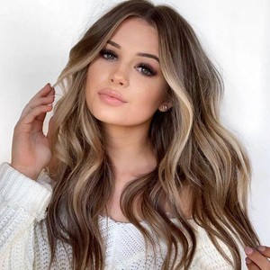 24 Women Ladies Long Blonde Ombre Curly Wigs Natural Full Wavy