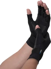 ICE Compression Gloves Infused with Menthol and Coq10 for Recovery, Black