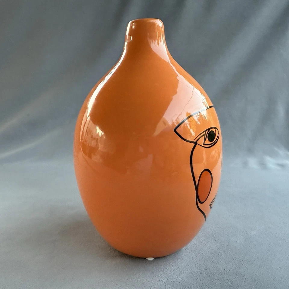 "Florero minimalista abstracto cara naranja - estilo de Picasso 11""" Foto 2 de 4