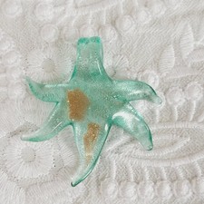 Coastal Starfish Pendant Charm Teal Glitter Glass Mermaidcore Nautical 20547