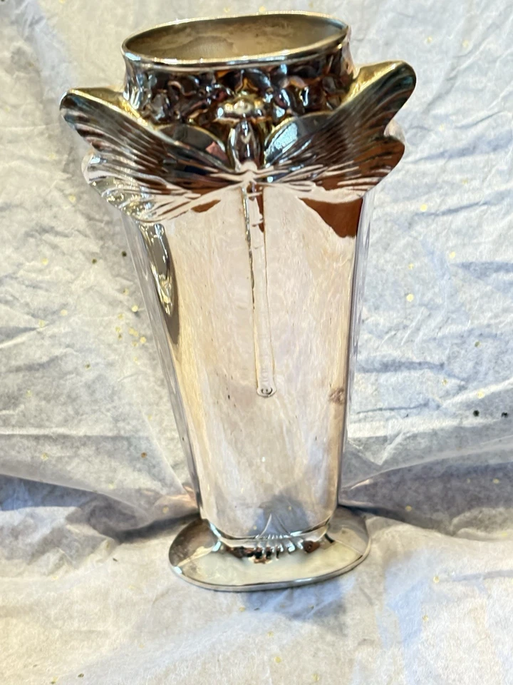 Hermosa pieza jarrón libélula libélula libélula chapado en plata Christofle GALLIA Foto 2 de 4