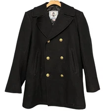 Sterlingwear  Anchor Collection Vintage Mens 38L USN USMS Black Wool Pea Coat